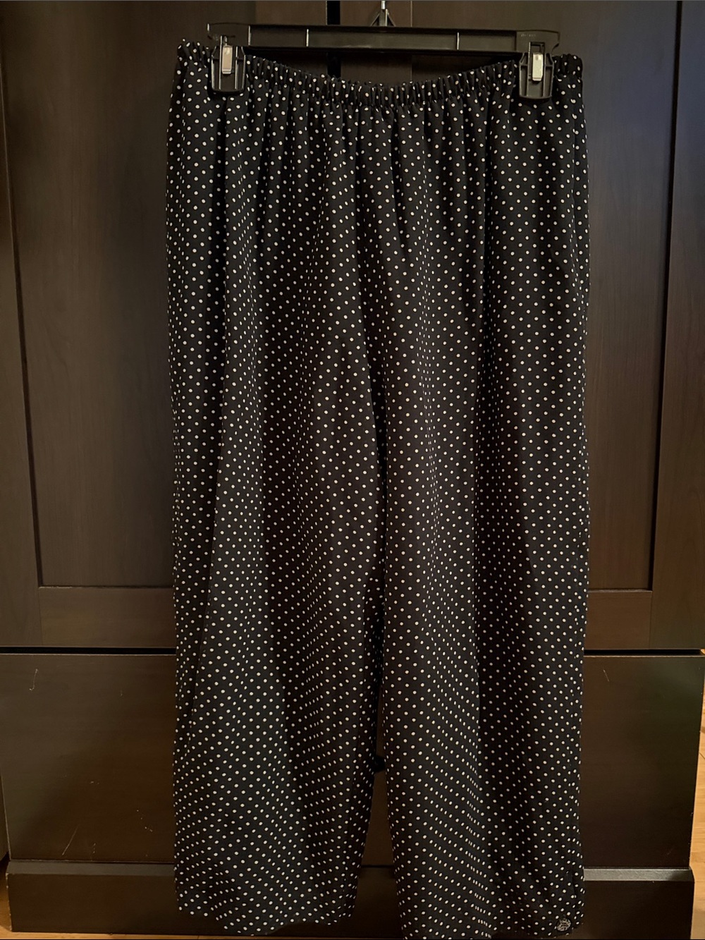 Ali Miles Black Wide-Leg Polka Dot Pants